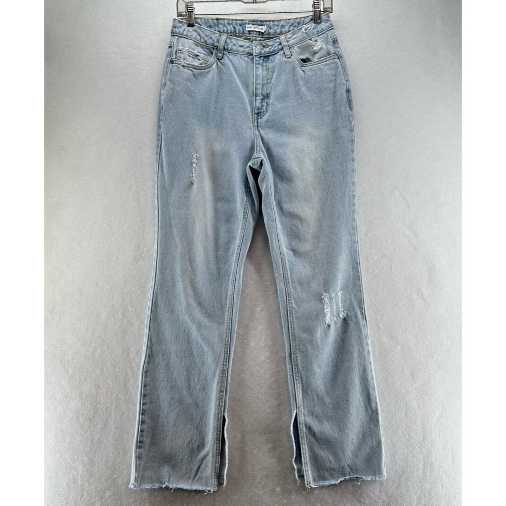 Avec Les Filles Jeans Womens Size 28 Distressed Bootcut Light Washed Denim Blue